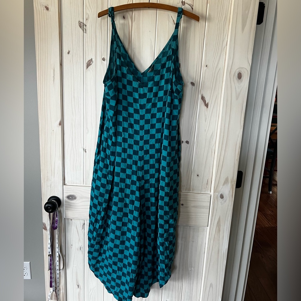 Torrid Teal Checkered Jumpsuit